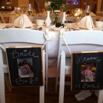 Rebecca & Gannon chose to make their own signs for their chairs at the head table! BRAVO!! They're AWESOME!!  Rebecca & Gannon, May 10, 2013, DJ Entertainment, Spring Lake Manor, New Jersey