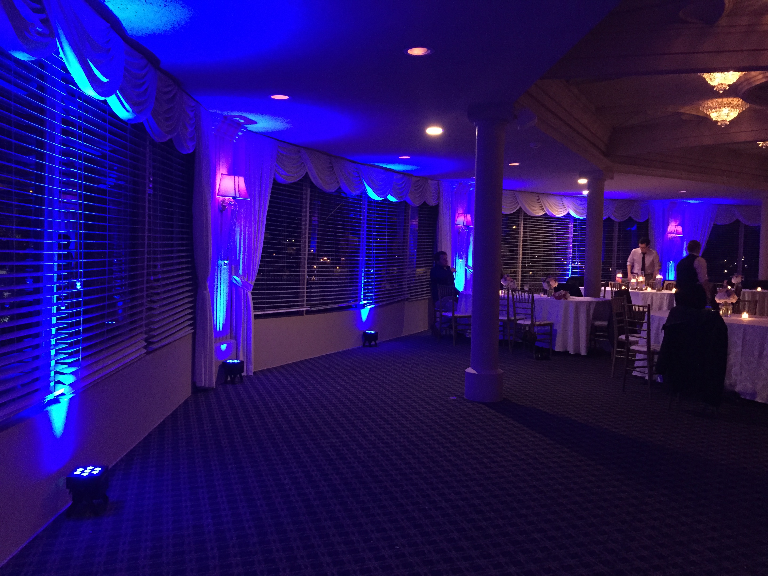 Uplighting - The Stateroom, LBI - Blue Wall View setup - Alyse & John 6-6-15